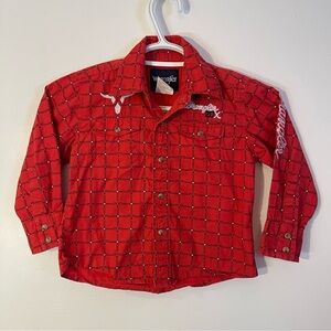 Wrangler 20x Boys SIZE 3-4 Pearl Snap Long Sleeve Western Cowboy Shirt - Red